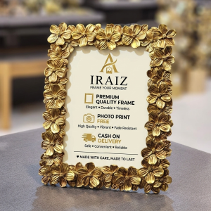 IRAIZ golden floral decorative photo frame with free photo print
